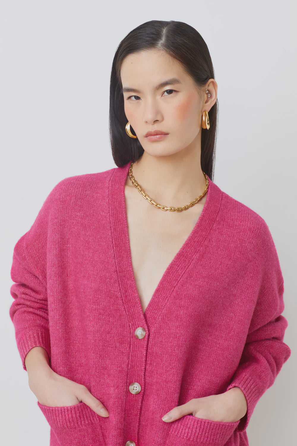 SUNCOO Gaely Knit Cardi in Fuchsia
