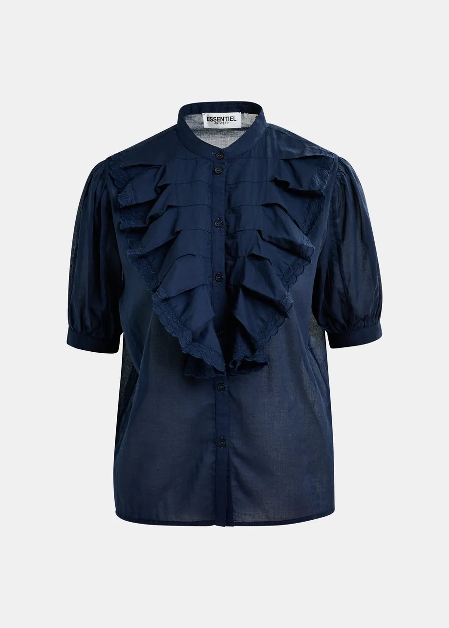EA Hamadeus Ruffle Detail Shirt in Dark Sapphire