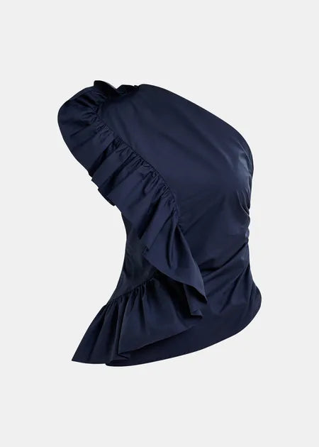 EA Haven Asymmetric Ruffle Top in Dark Sapphire
