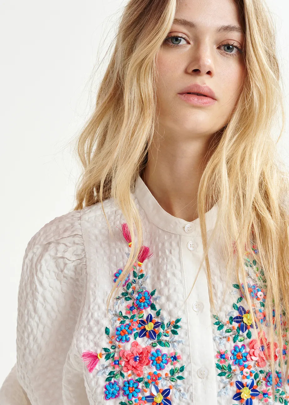 EA Heartfelt Embellished Shirt in White