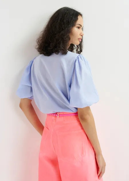 EA Horange Embroidered Shirt in Aqua Blue
