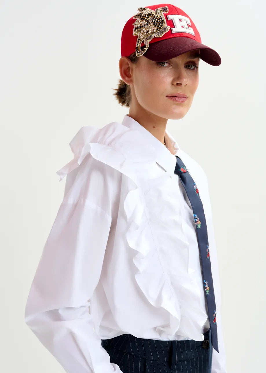 Essentiel Antwerp Ibody Frill Shirt in White