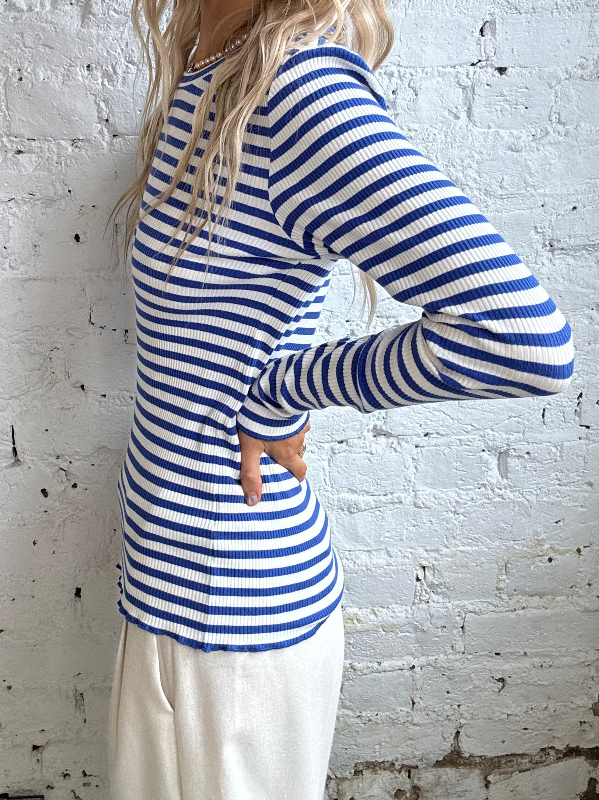 SELECTED Anna LS Crew in Dazzling Blue