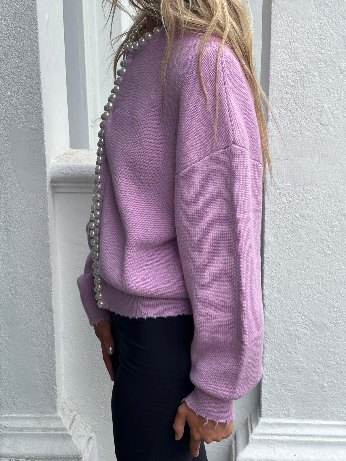 Essentiel Antwerp Ideas Knit Beaded Cardi in Lilac Cloud