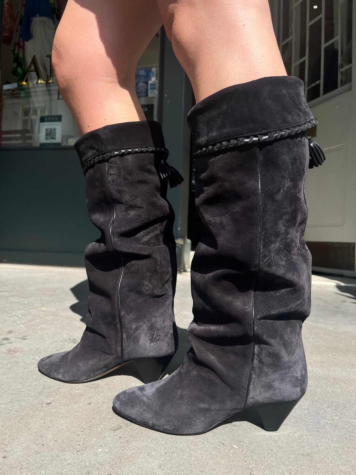 Isabel Marant Elita High Boots in Faded Black