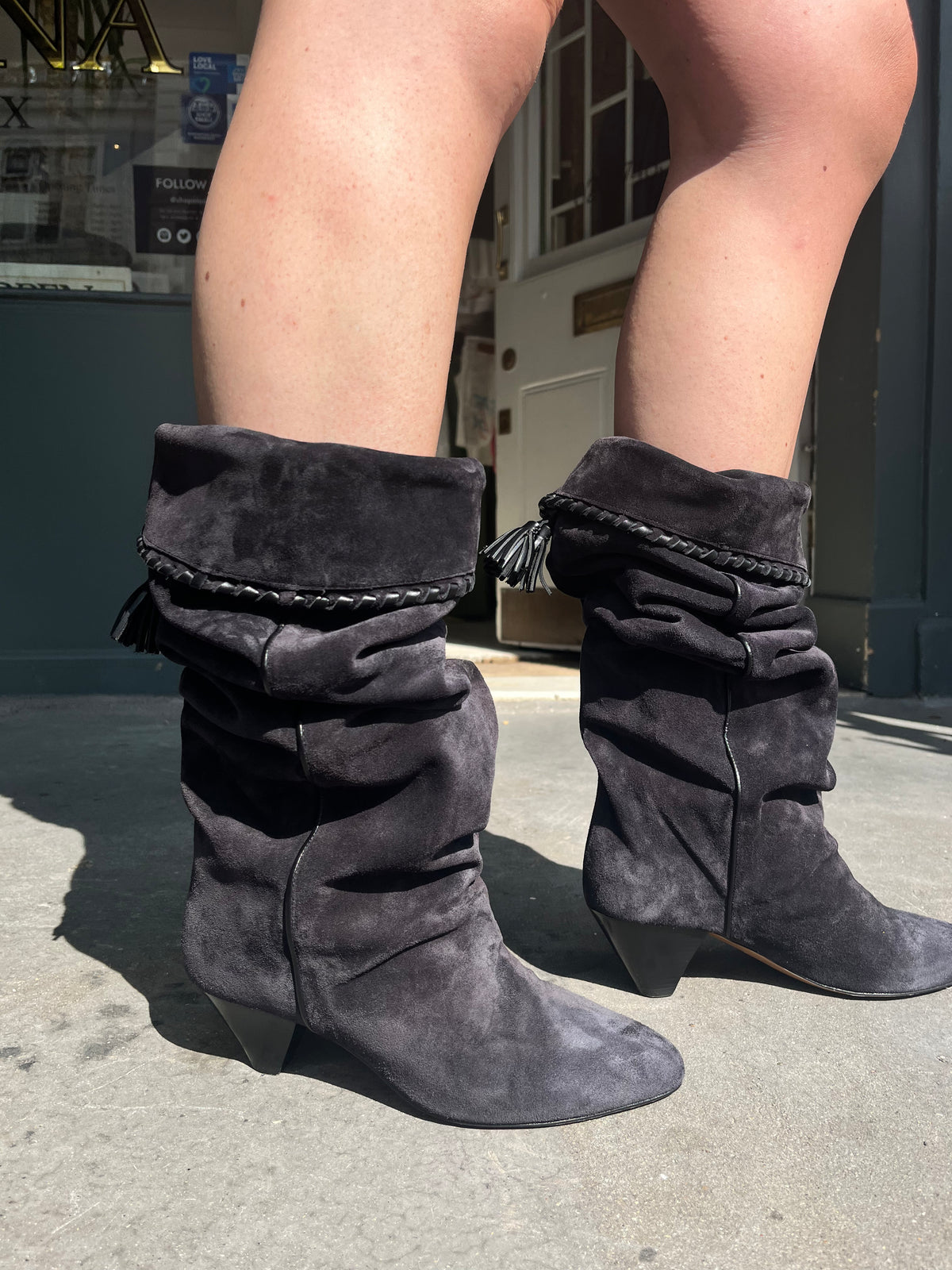 Isabel Marant Elita High Boots in Faded Black