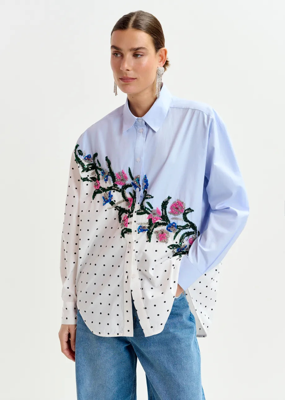 Essentiel Antwerp Independence Embellished Shirt in Pale Kingsblue
