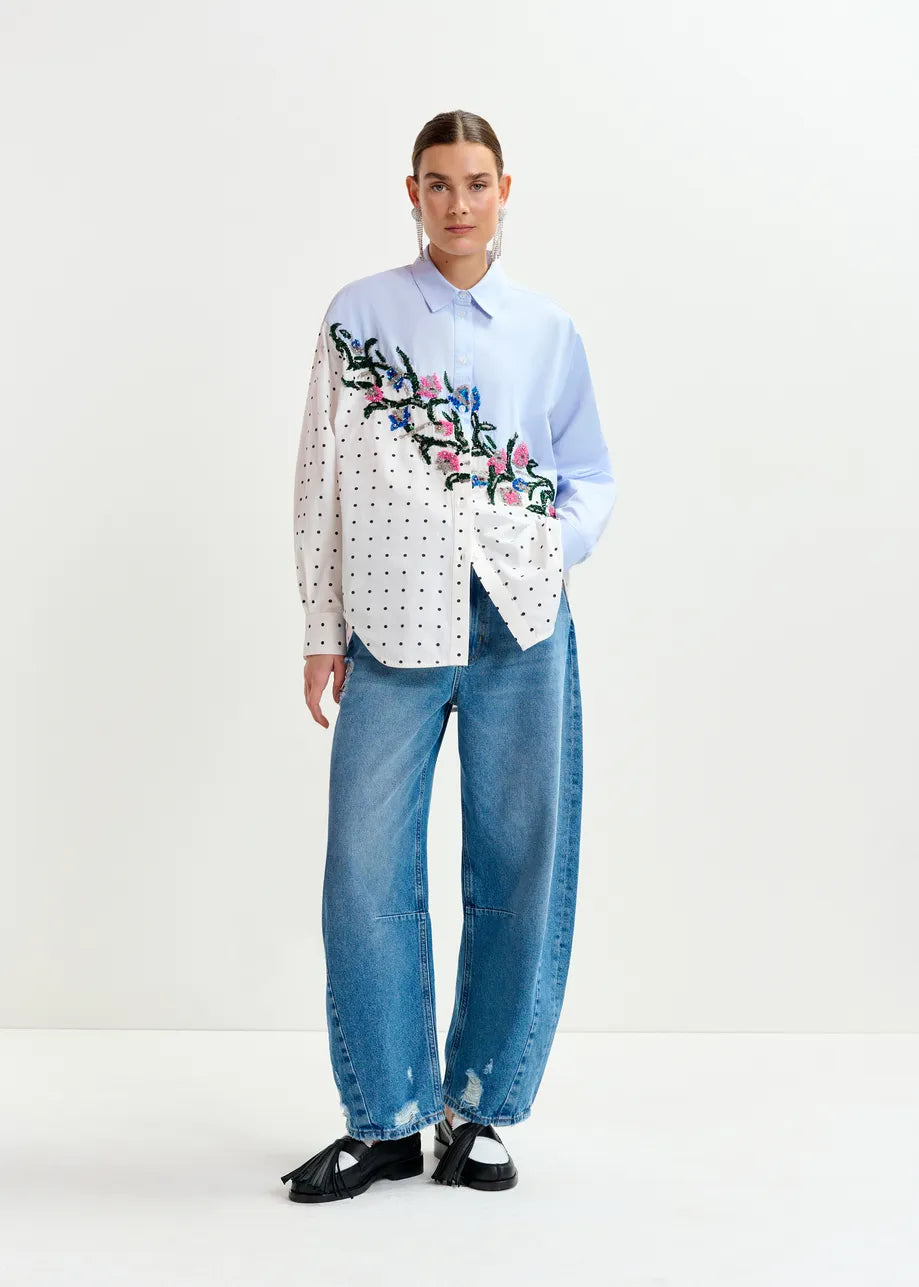 Essentiel Antwerp Independence Embellished Shirt in Pale Kingsblue