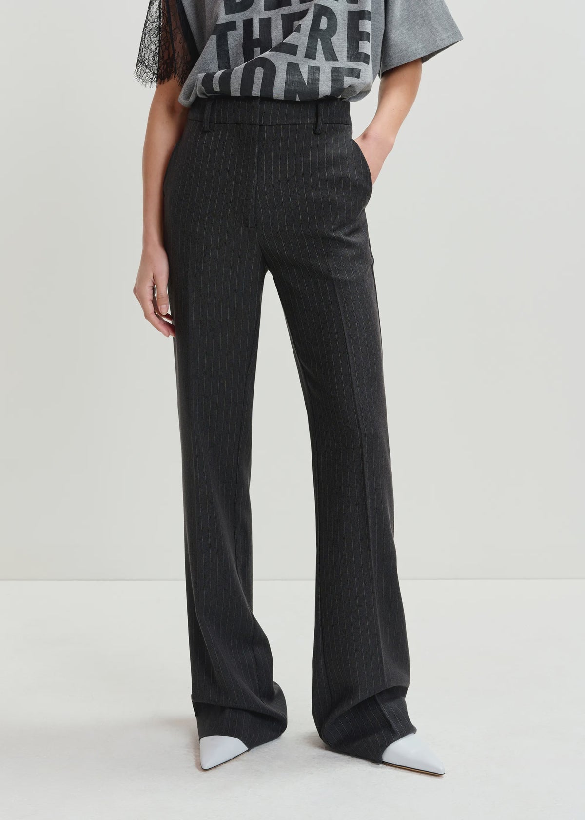 Essentiel Antwerp Invade Fitted Flared Pants in Shadow