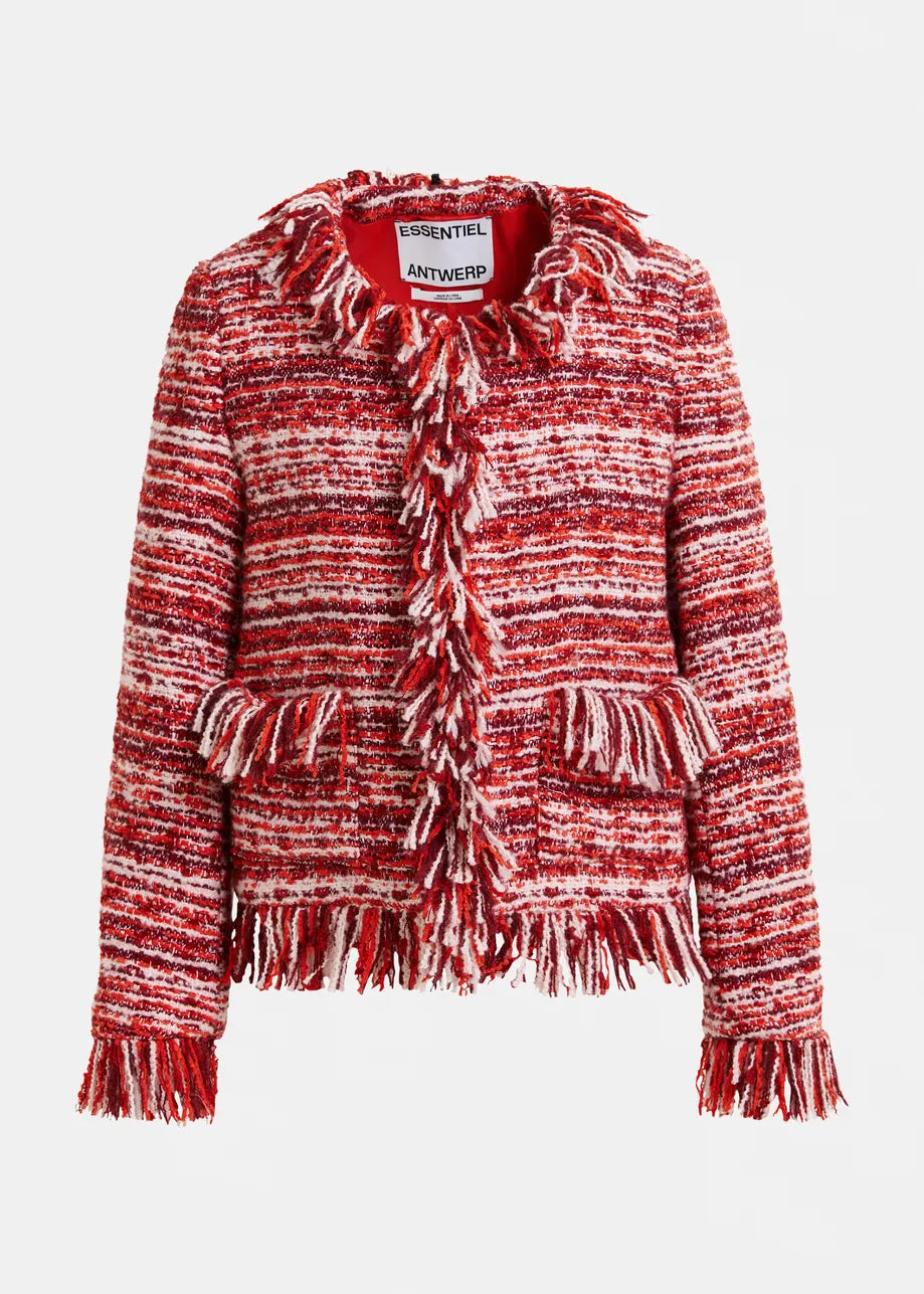 Essentiel Antwerp Iskra Fringed Jacket in Santa Claus