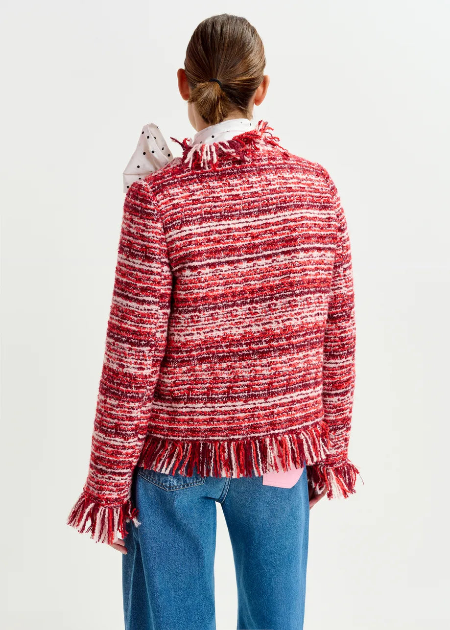 Essentiel Antwerp Iskra Fringed Jacket in Santa Claus