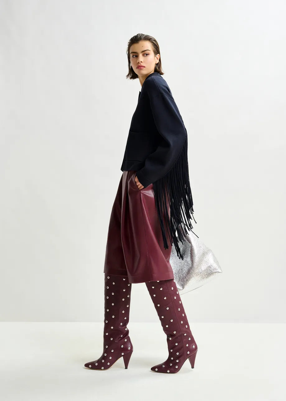 Essentiel Antwerp Istern Jacket with Fringes in Navy