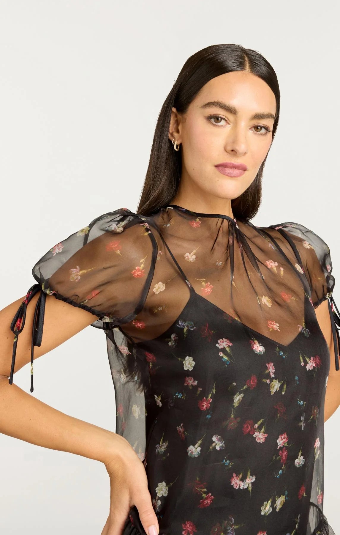 Cinq à Sept Tumbling Carnation Kaida Dress in Black