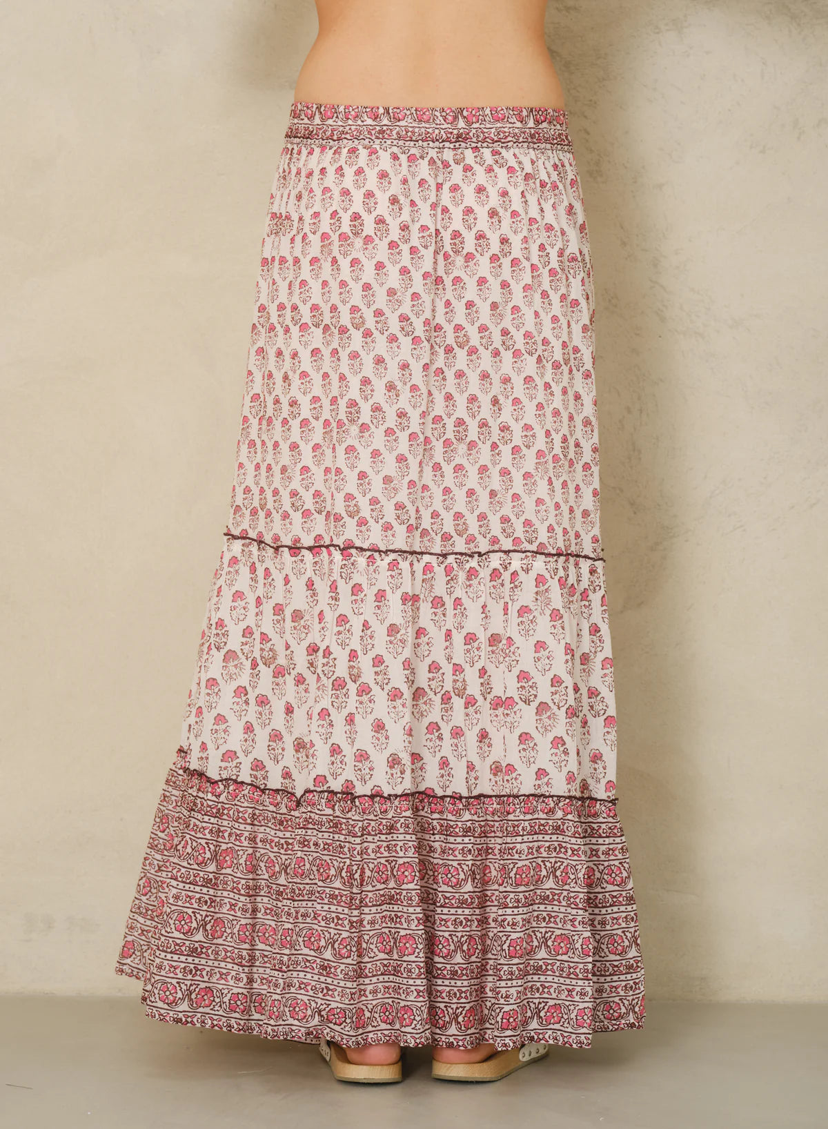 M.A.B.E Kiki Print Maxi Skirt in Pink