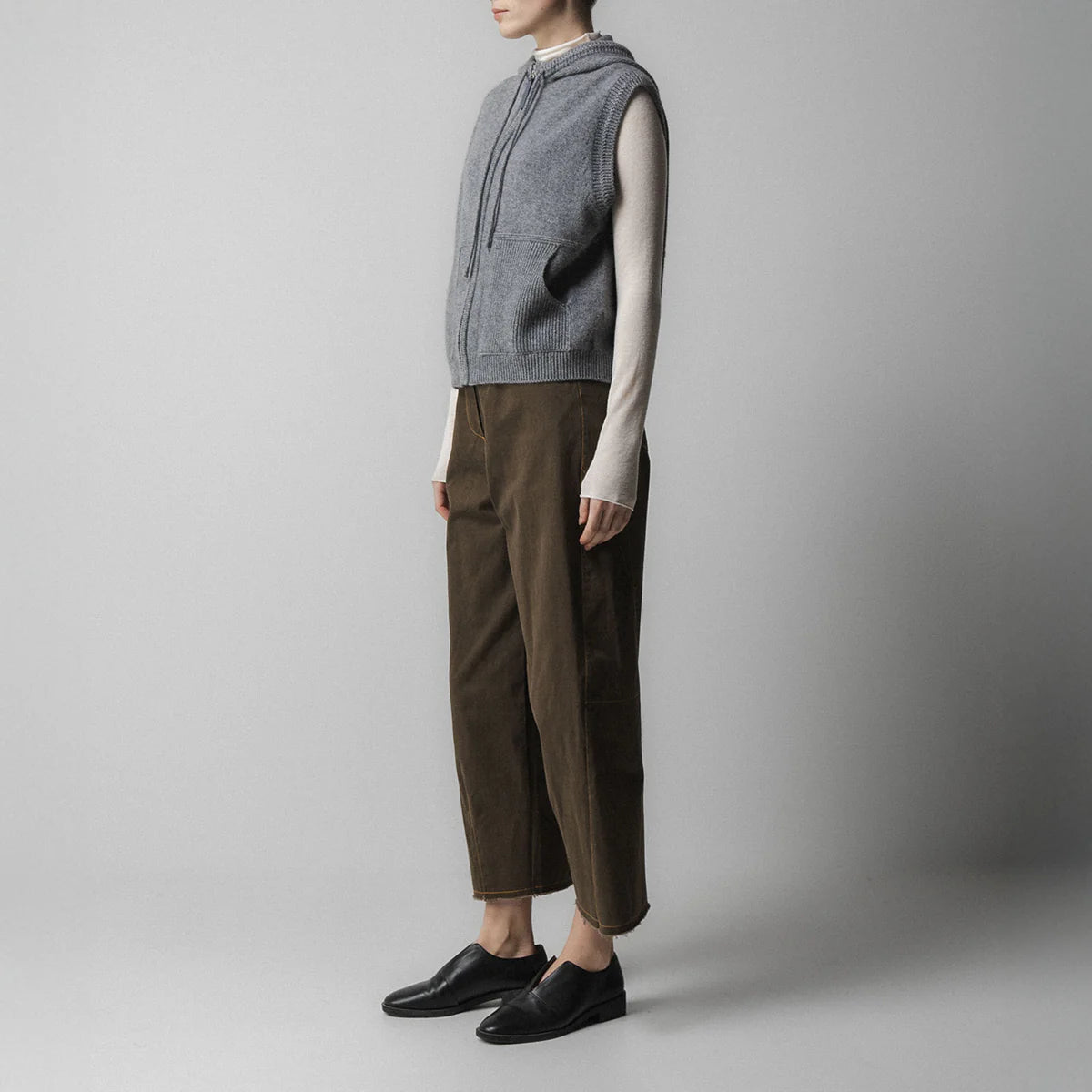 Emin + Paul Hood Zip Up in Charcoal