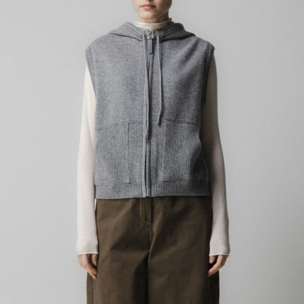 Emin + Paul Hood Zip Up in Charcoal