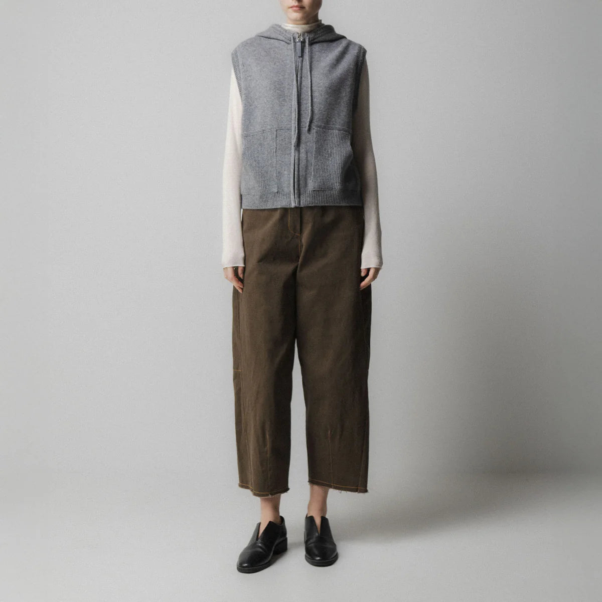 Emin + Paul Hood Zip Up in Charcoal