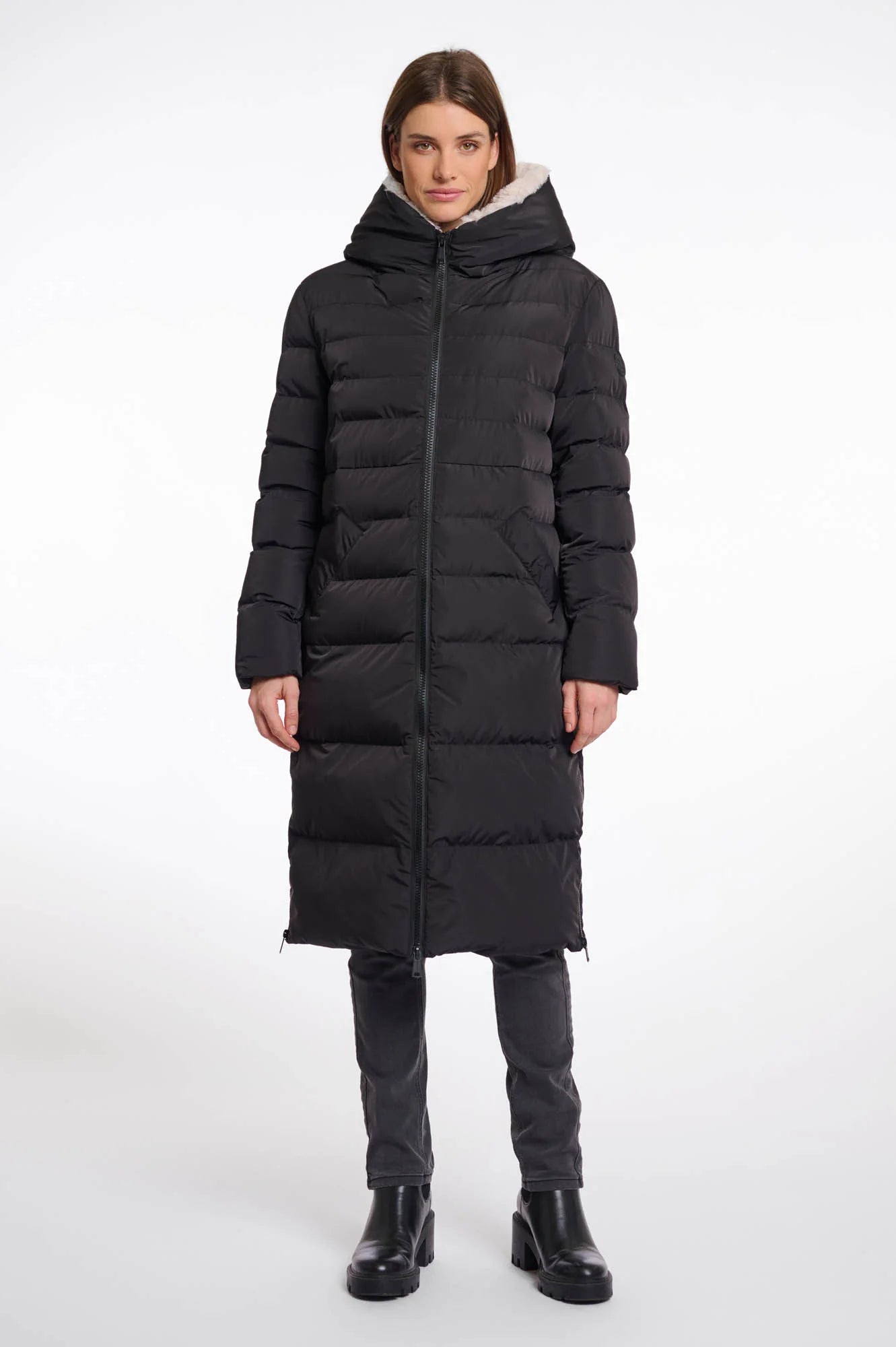Rino & Pelle Keila Padded Faux Fur Coat in Black
