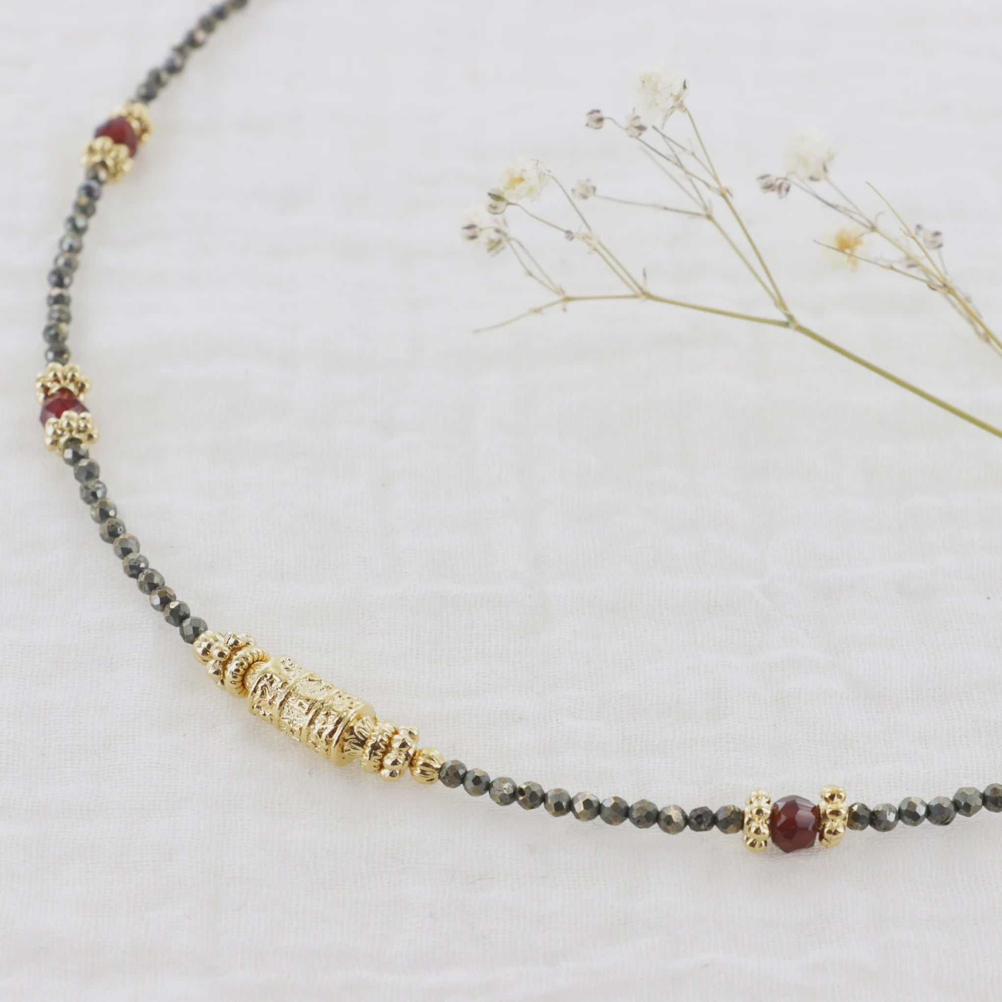 Leticia Ponti Amai Tube Necklace in Pyrite