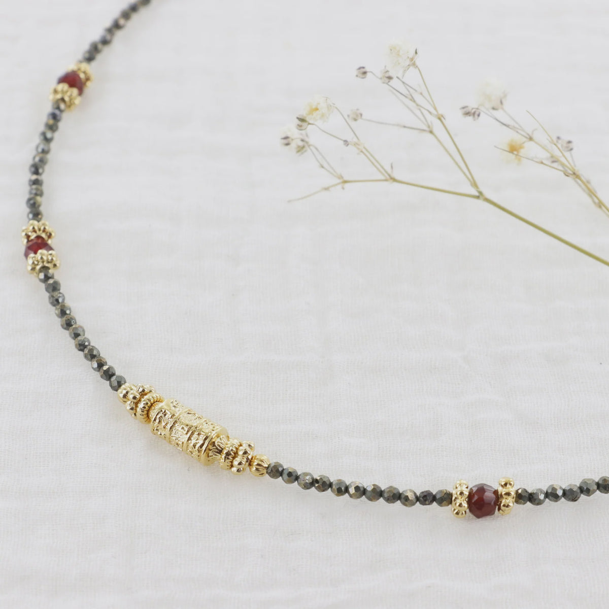 Leticia Ponti Amai Tube Necklace in Pyrite