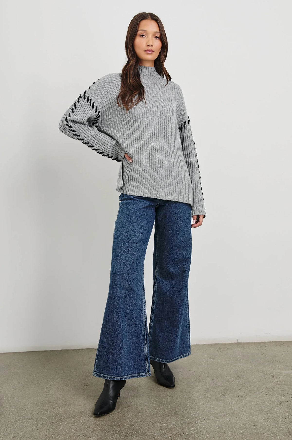 RAILS Liam Roll Neck Knit in Heather Grey
