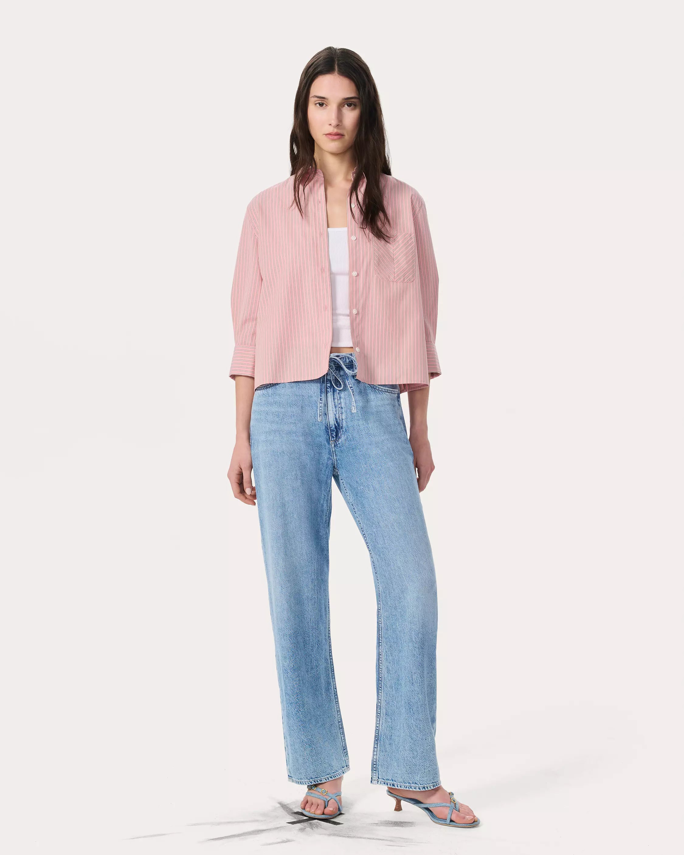 Rag & Bone Lucia Stripe Poplin Shirt in Bliss