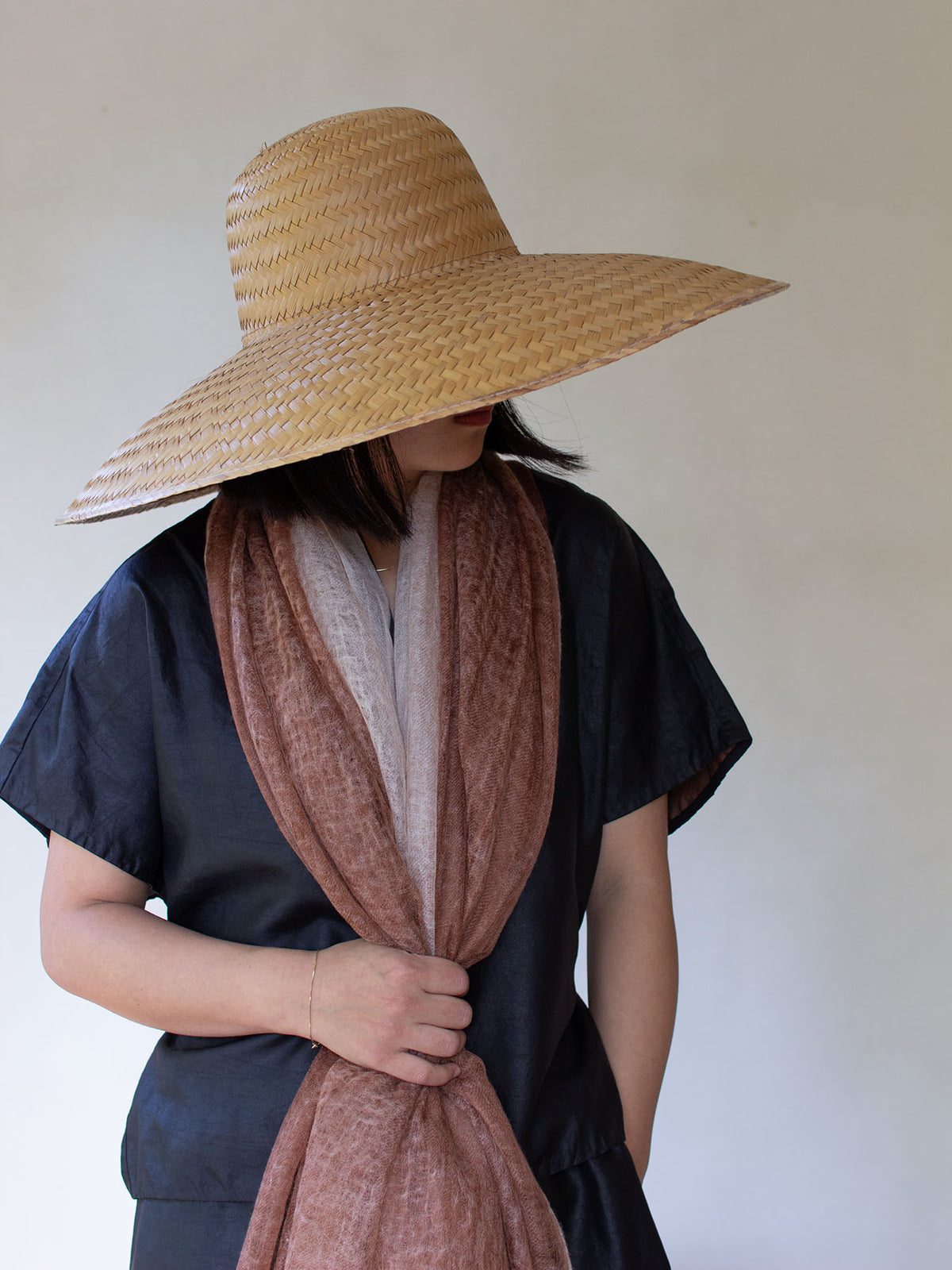 Oats & Rice Ombre Cashmere Scarf in Carrot