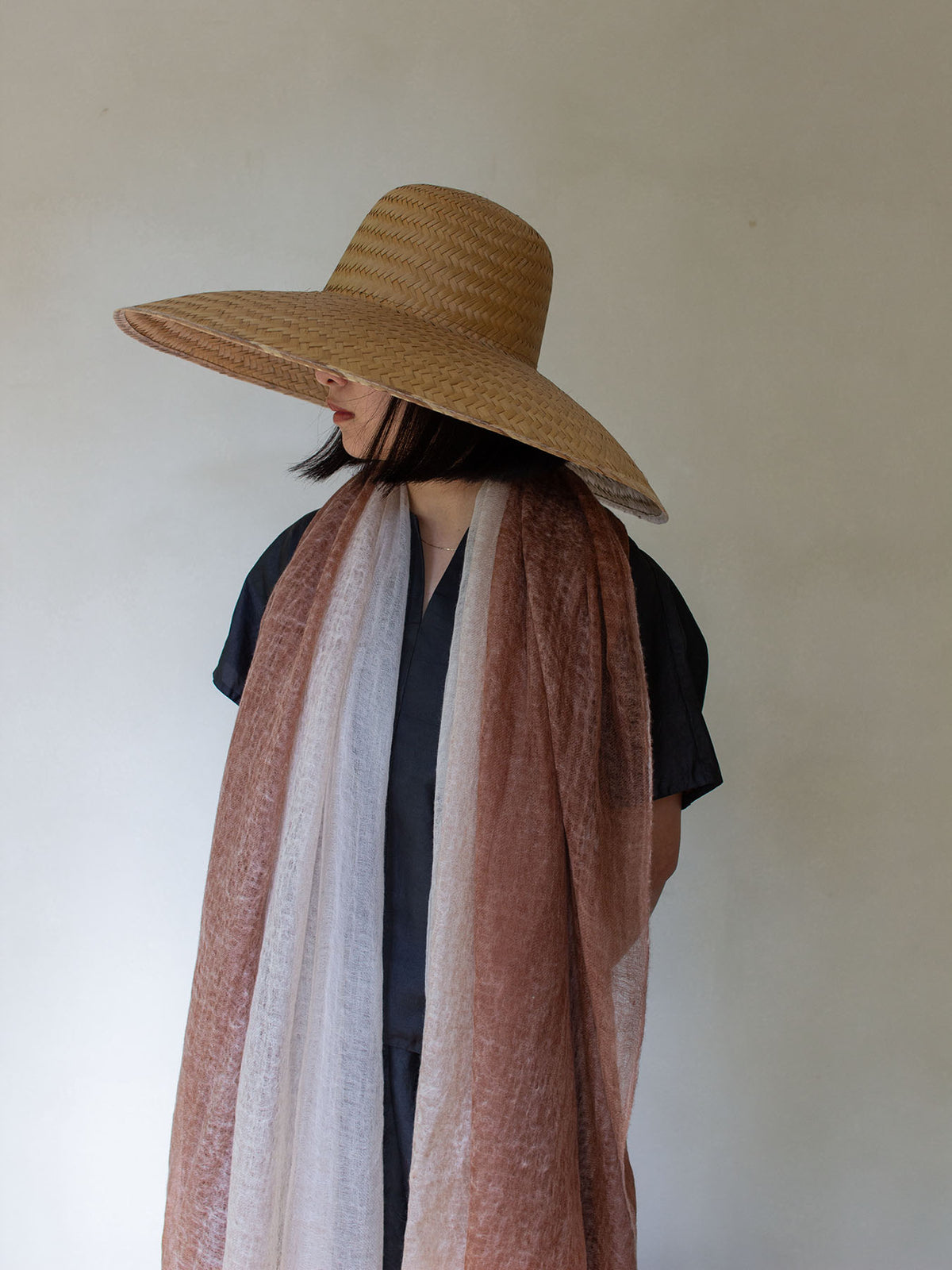 Oats & Rice Ombre Cashmere Scarf in Carrot