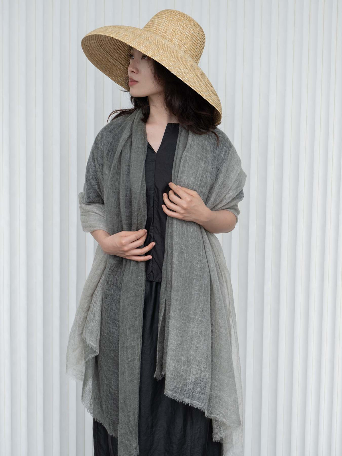 Oats & Rice Ombre Cashmere Scarf in Sage