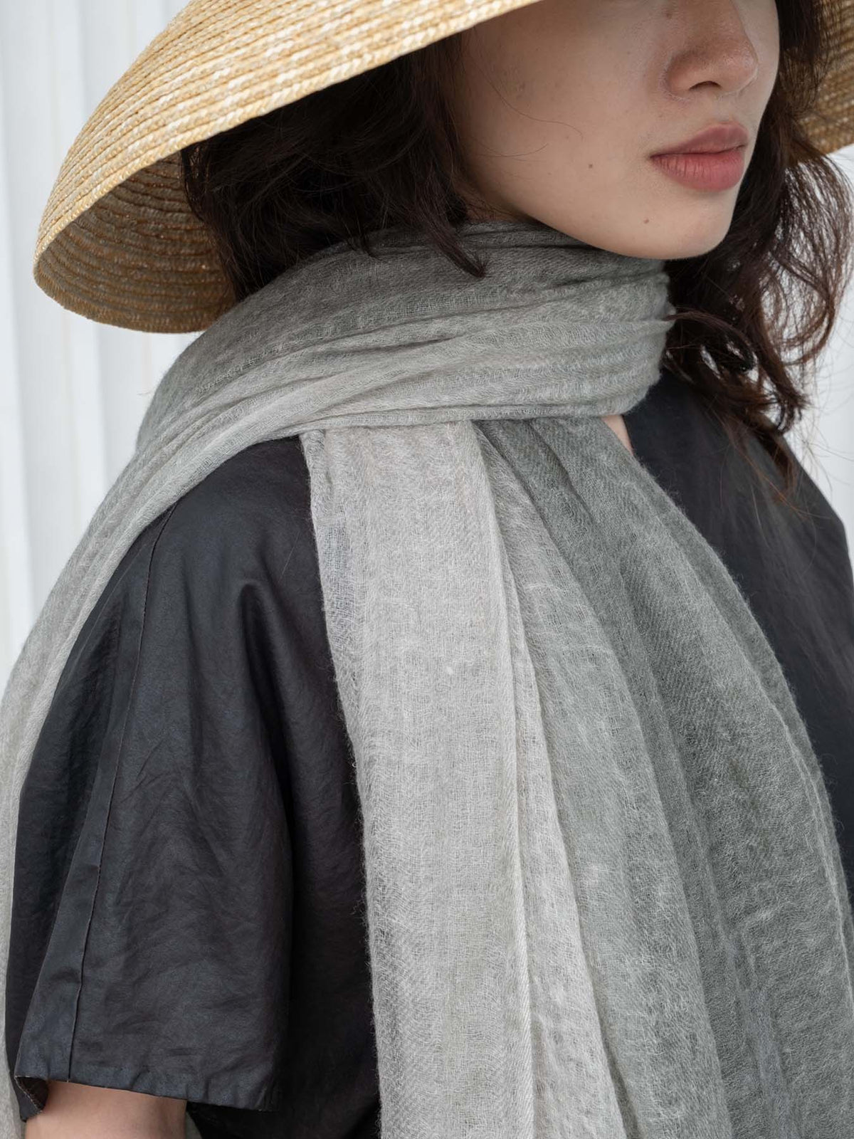 Oats & Rice Ombre Cashmere Scarf in Sage