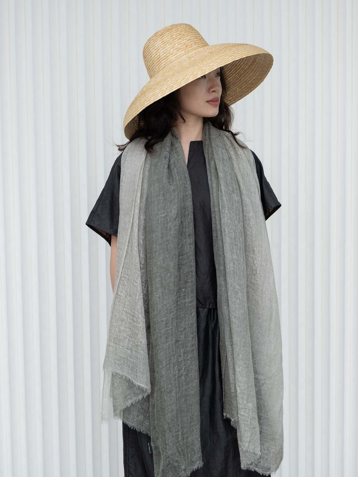 Oats & Rice Ombre Cashmere Scarf in Sage