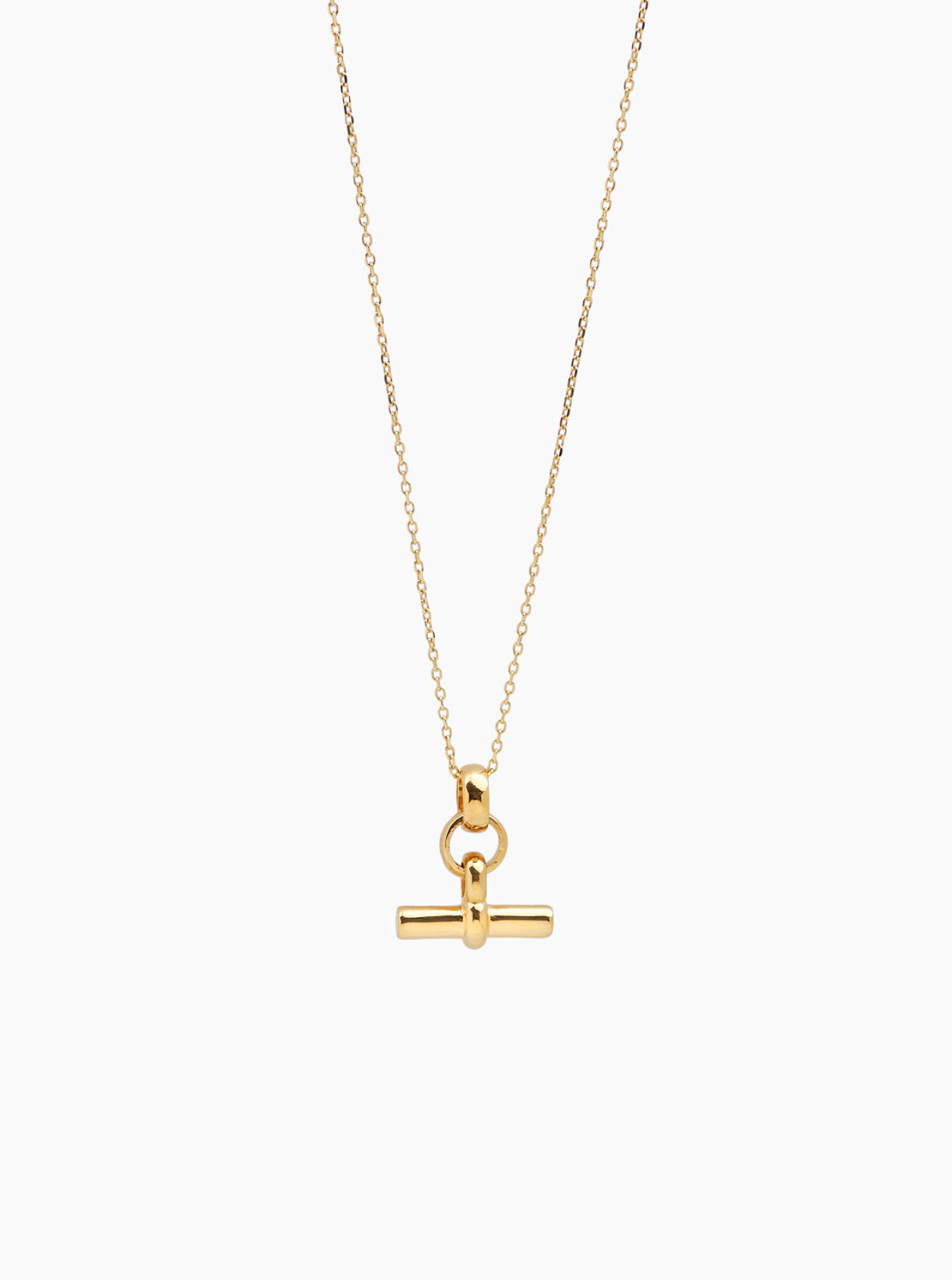 Tilly Sveaas Mini Gold T Bar Necklace on Trace Chain