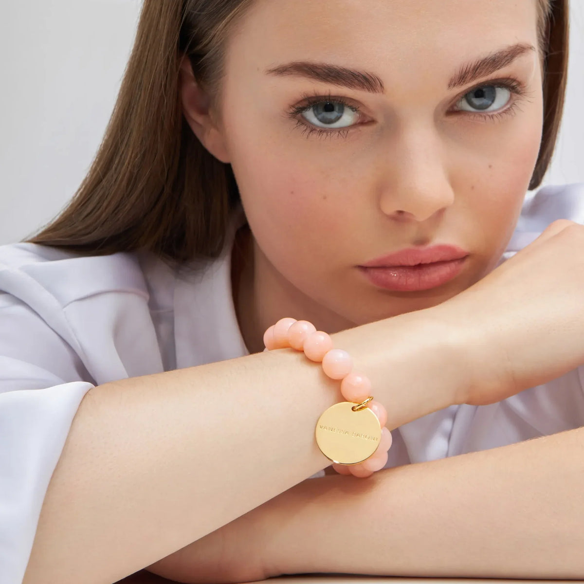 Vanessa Baroni Mini Beads Flex Bracelet in Peach Sorbet
