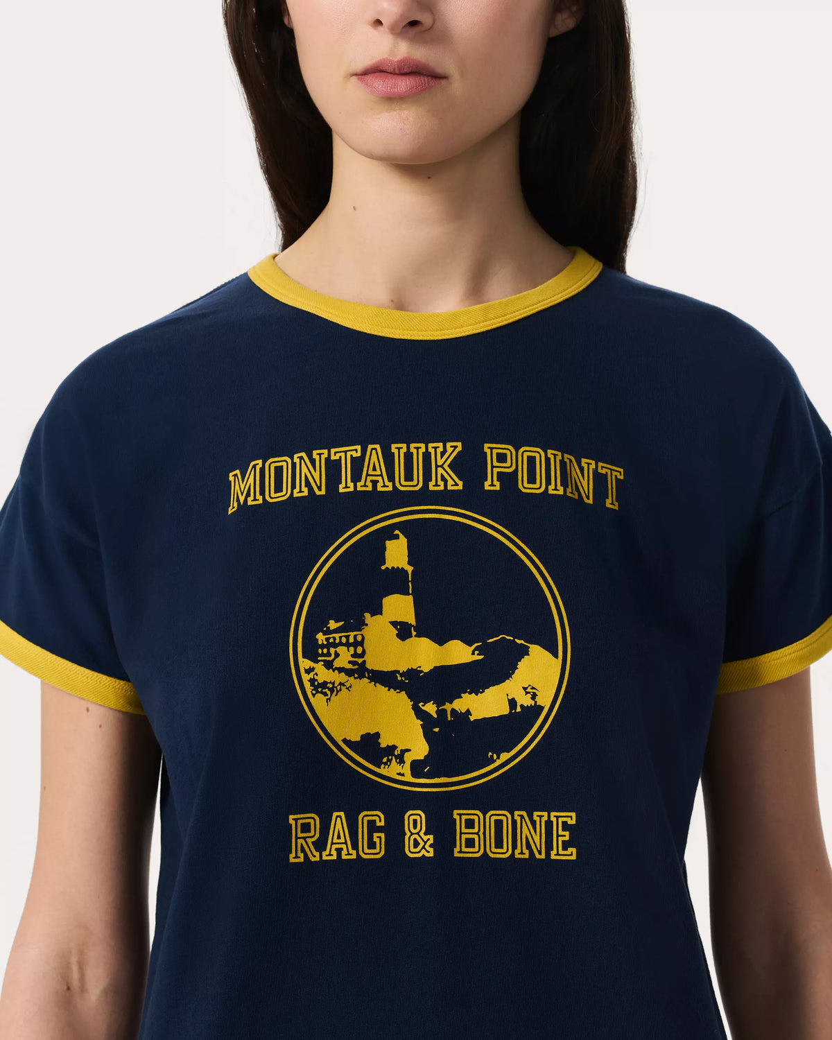 Rag & Bone Montauk Boxy Ringer Tee in Navy
