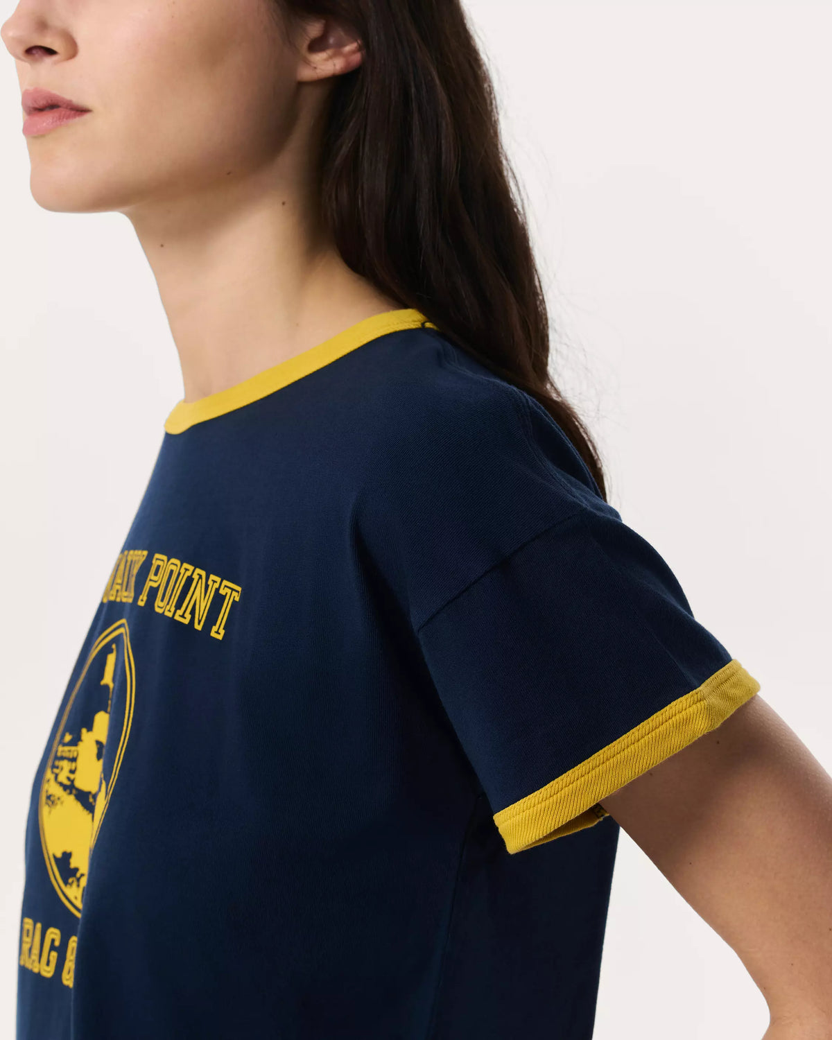 Rag & Bone Montauk Boxy Ringer Tee in Navy