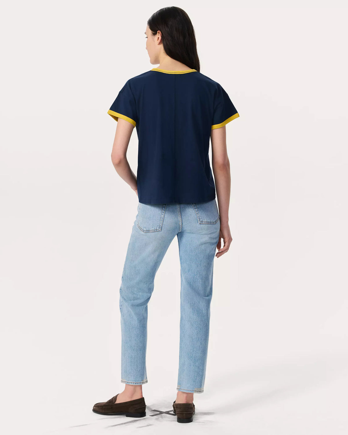 Rag & Bone Montauk Boxy Ringer Tee in Navy