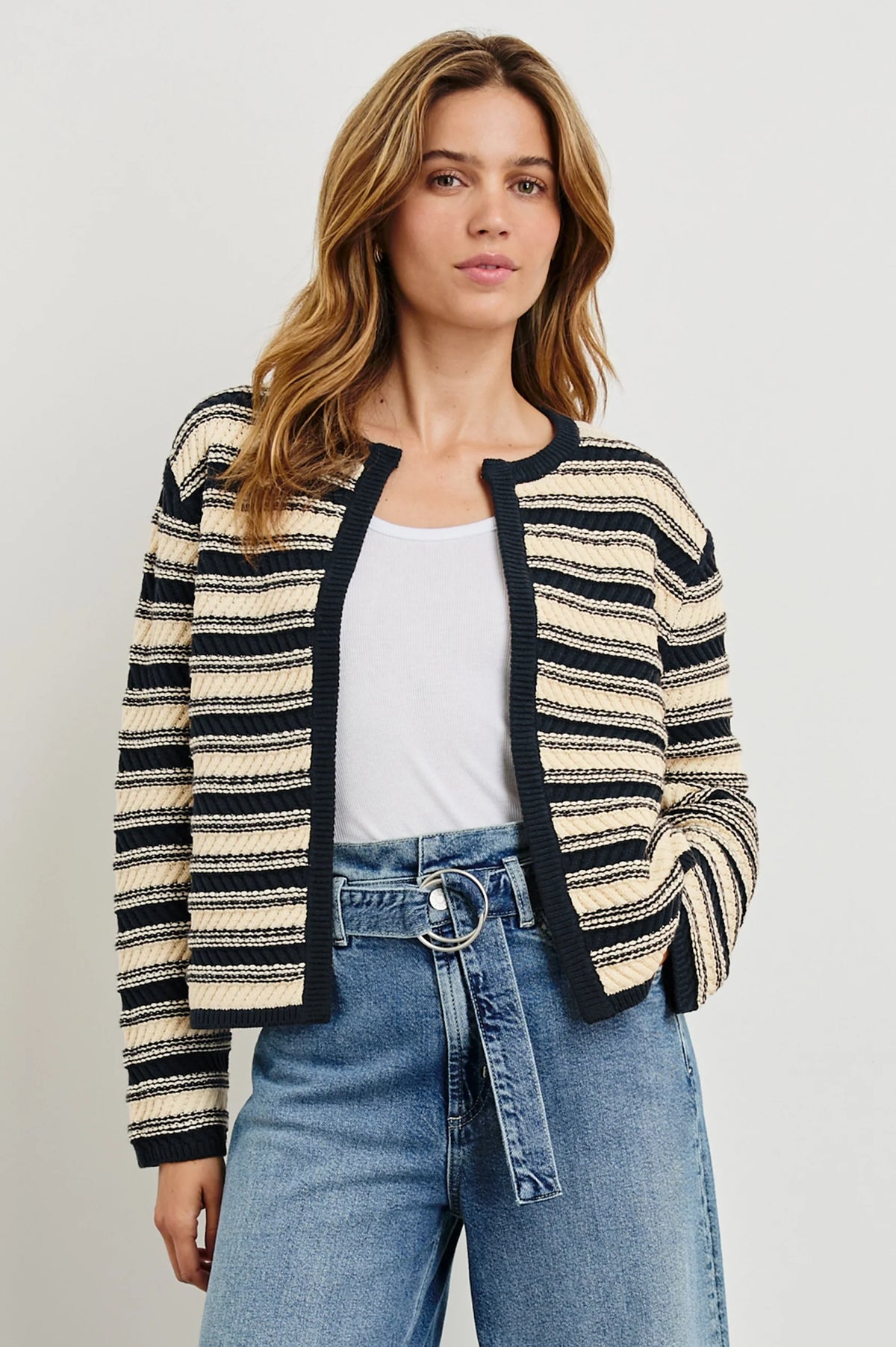 RAILS Nelly Striped Cardi in Navy, Oat