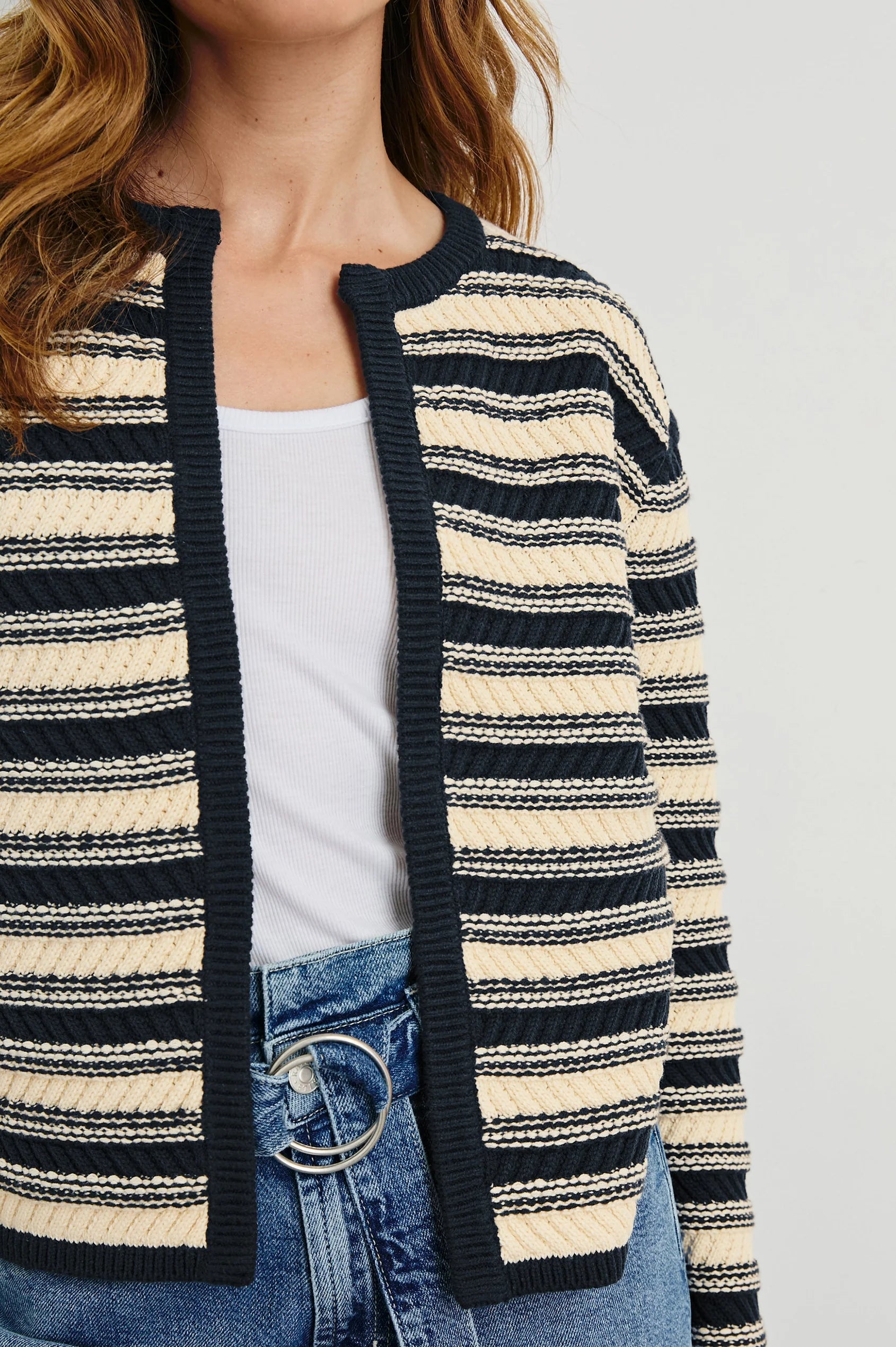 RAILS Nelly Striped Cardi in Navy, Oat
