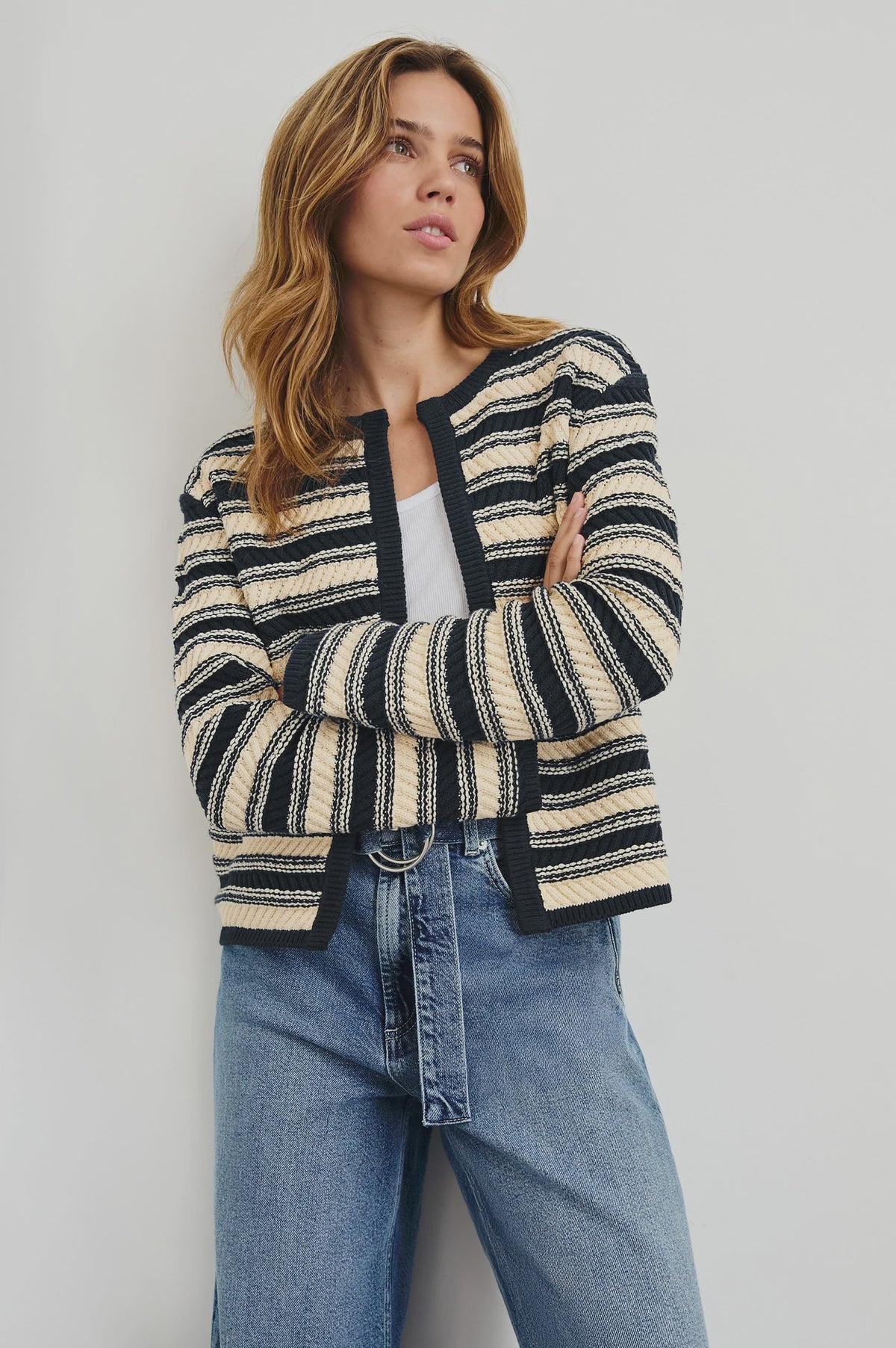 RAILS Nelly Striped Cardi in Navy, Oat