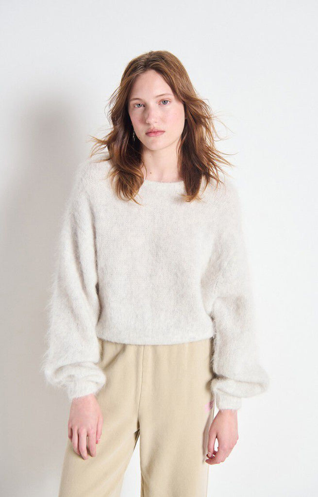 ニット/セーター Ameri VINTAGE  PAINT CHECK FLUFFY KNIT Ameri（アメリ） ニット セーター FLUFFY SHEER FRILL KNIT TOP