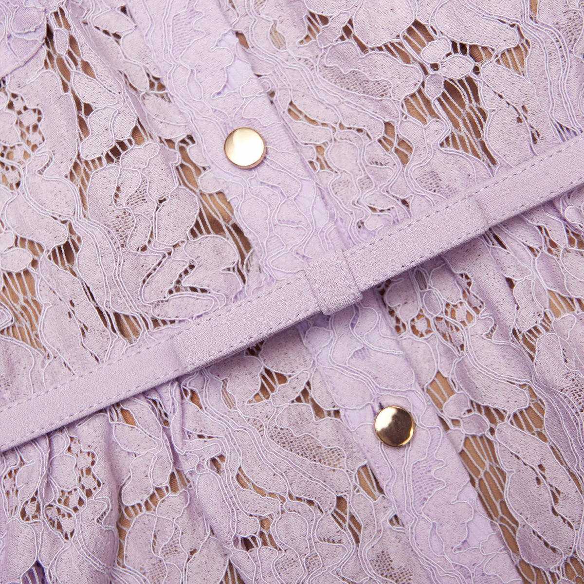 Self Portrait 006 Lace Button Front Midi Dress in Lilac