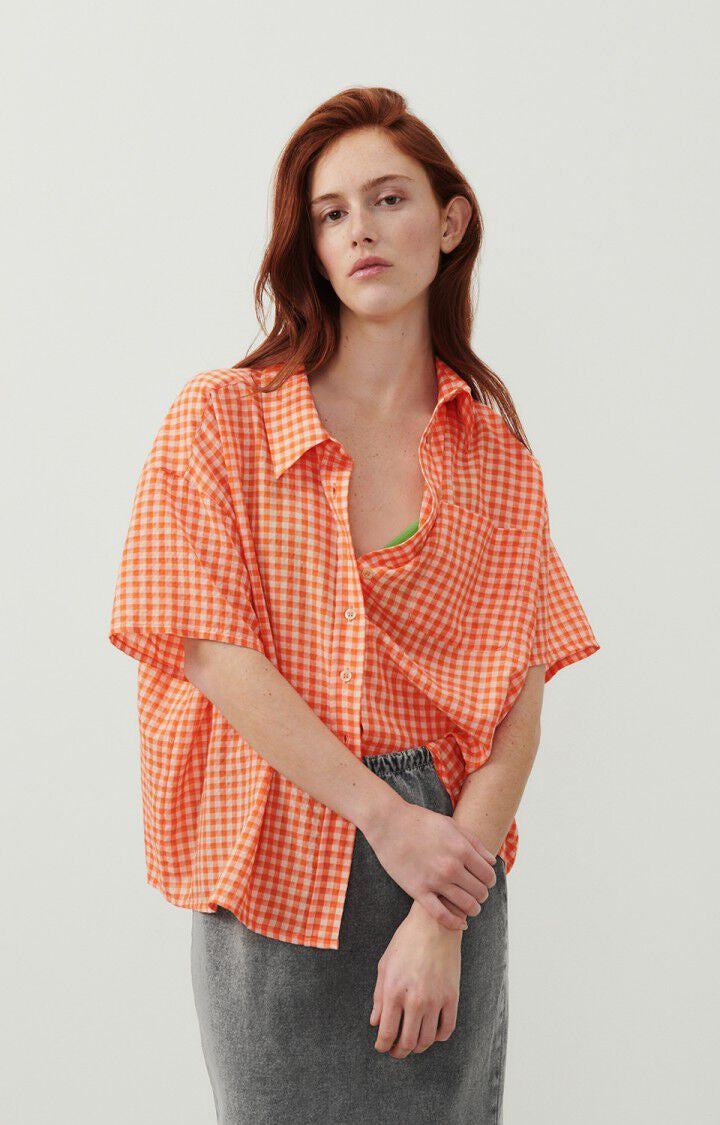 AV PYKABOO Check shirt in Neon Orange