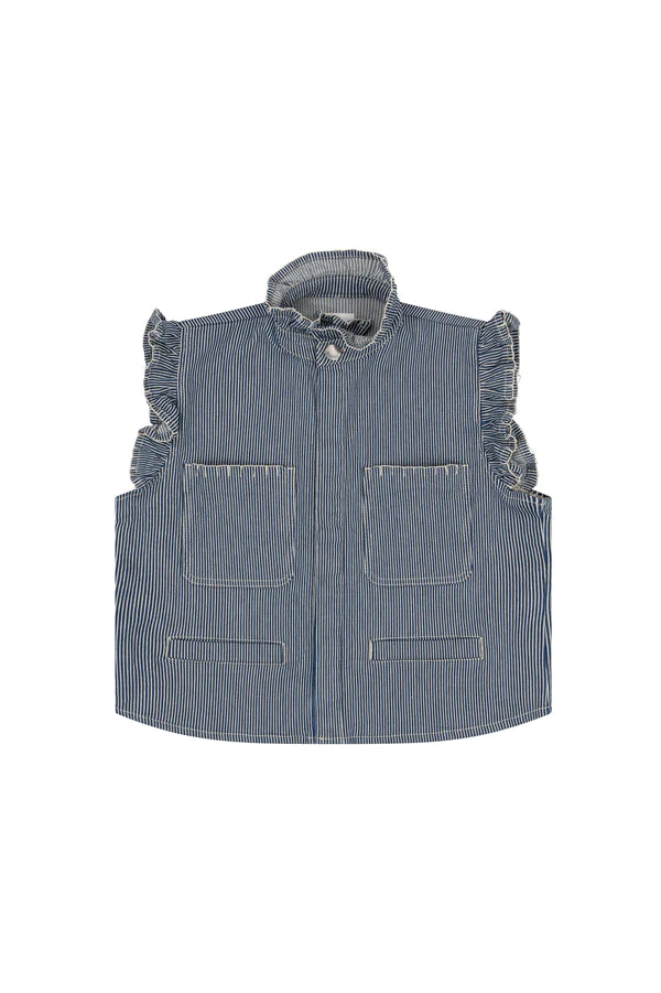 S&M Pablo Waistcoat in Striped Denim