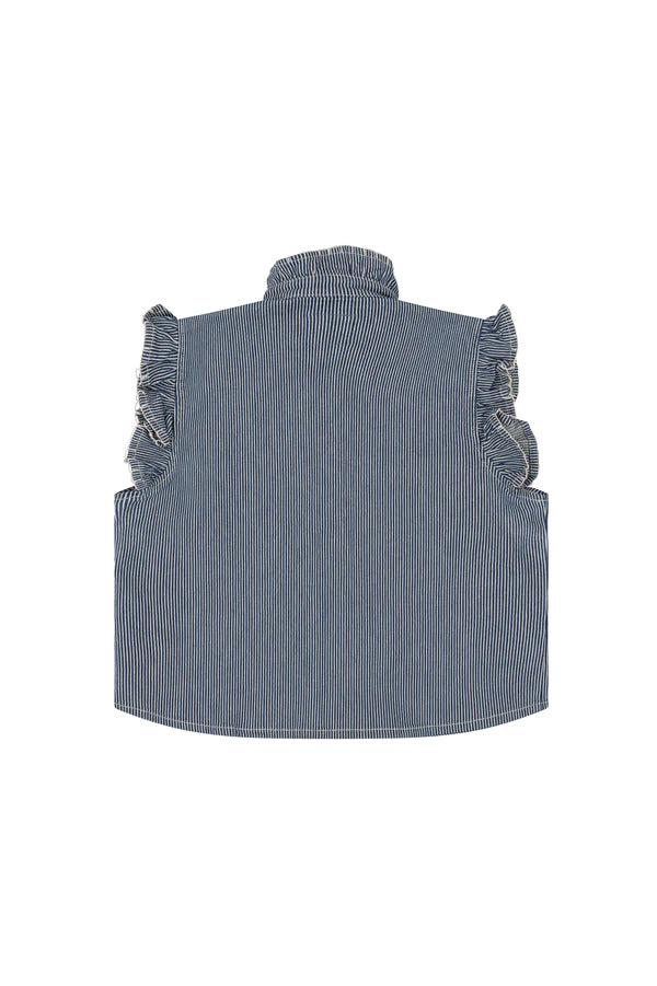 S&M Pablo Waistcoat in Striped Denim