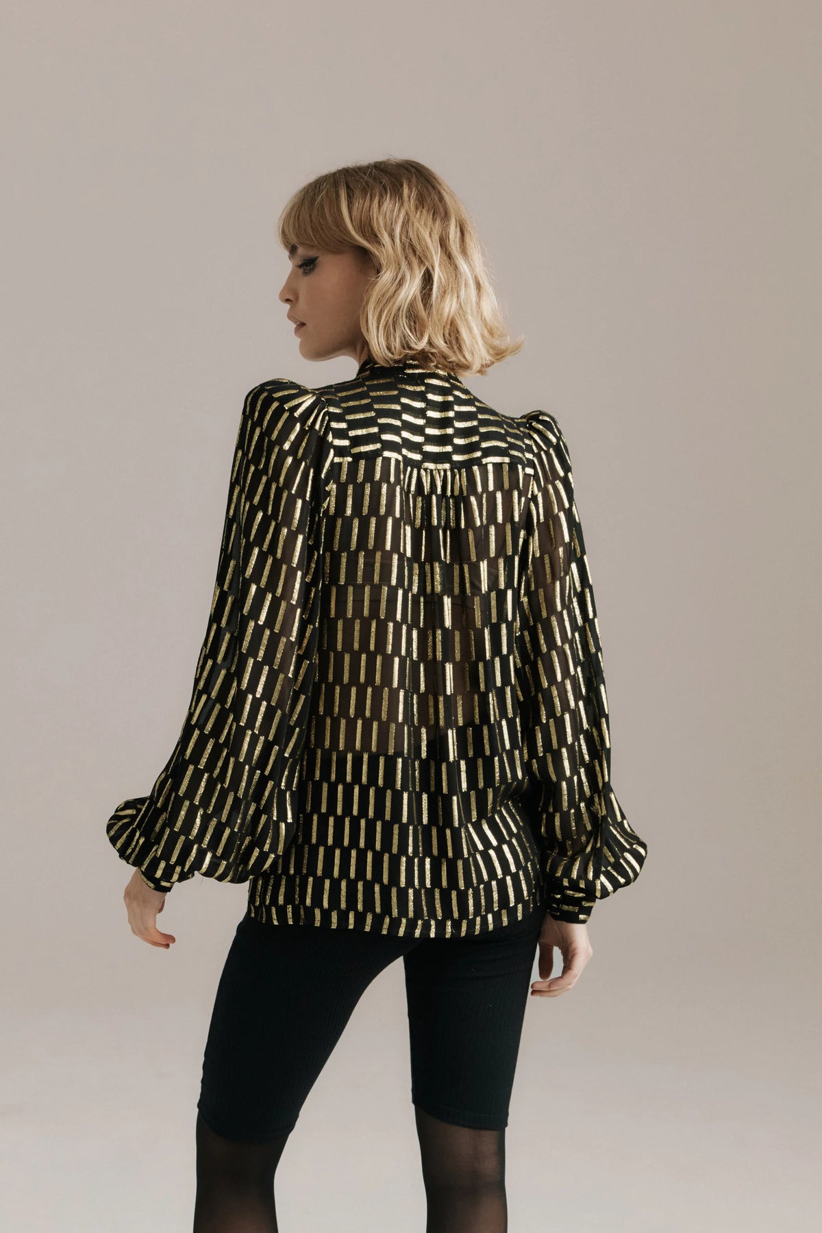 Queens of Archive Foxy Top in Black, Gold