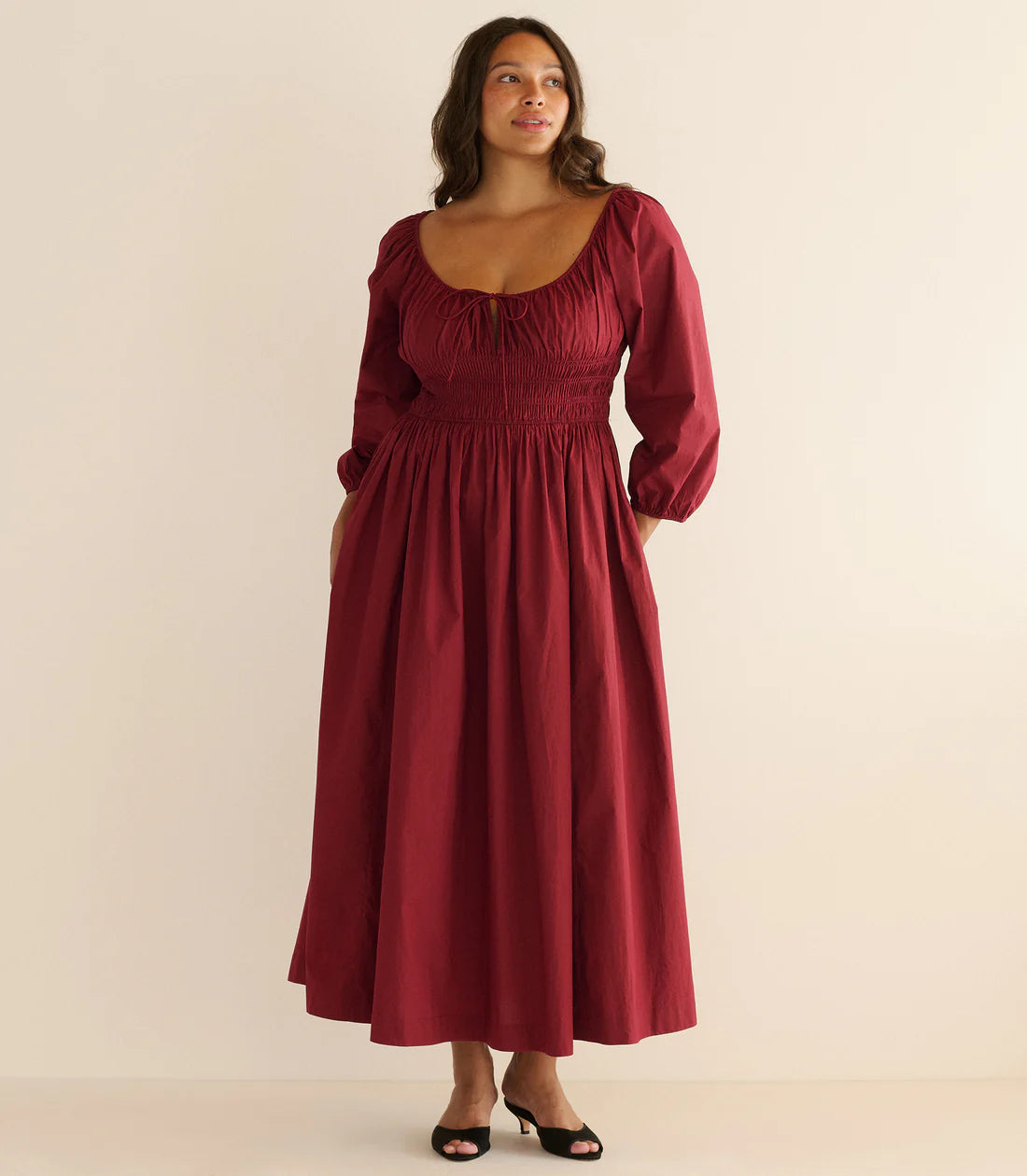DÔEN Quintessa Dress in Deep Crimson