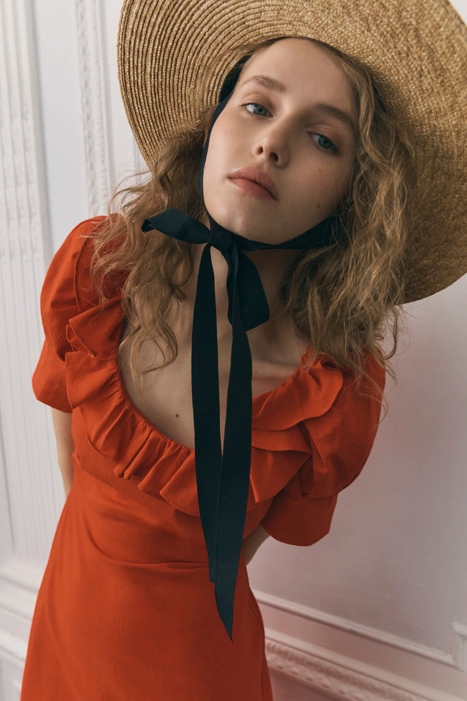 Queens of Archive Darcy Dress in Tomato Red  shopatanna