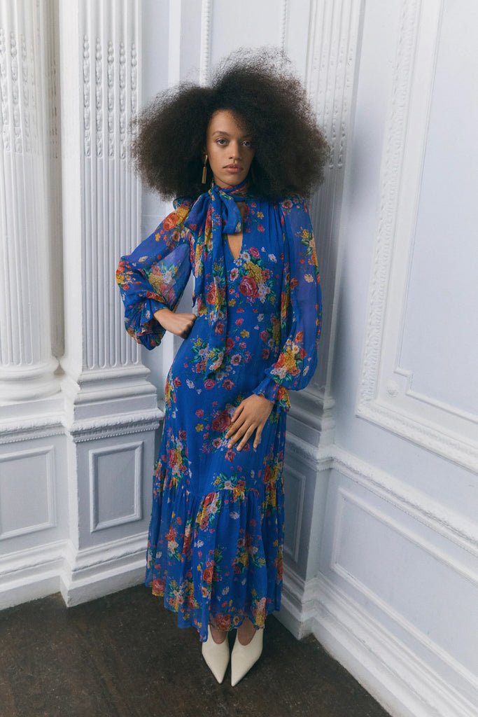 Queens of Archive Marnie Floral Maxi Dress | Dutch Cobalt