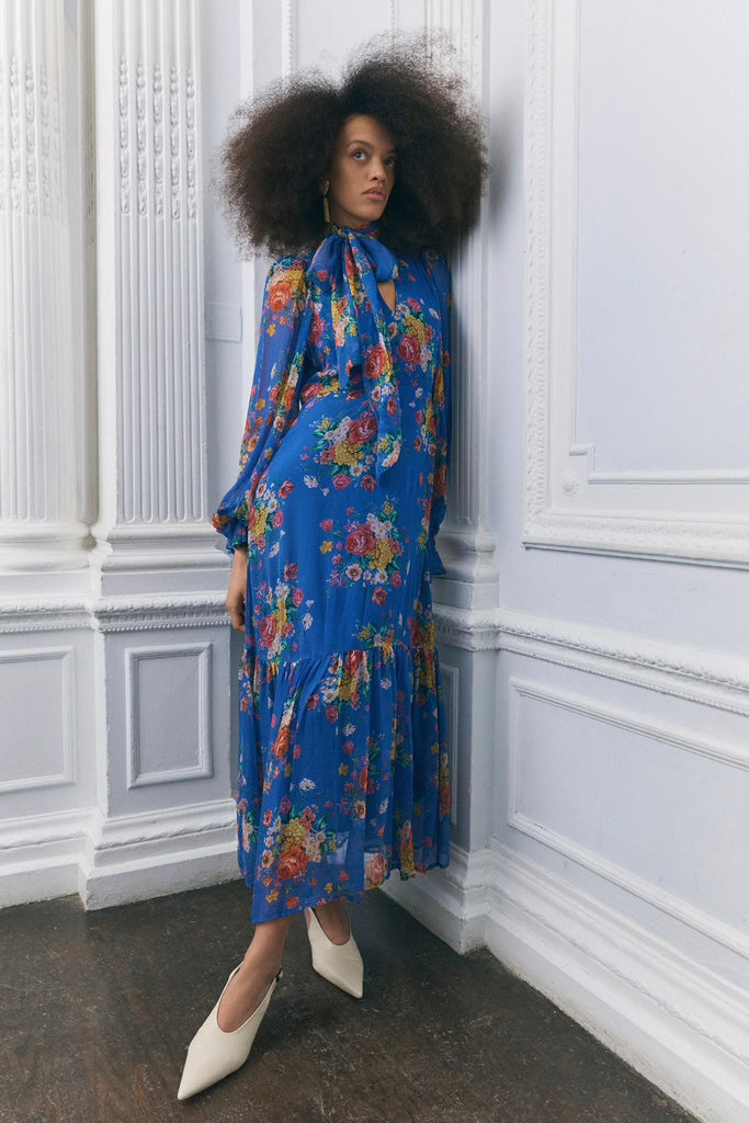 Queens of Archive Marnie Floral Maxi Dress | Dutch Cobalt