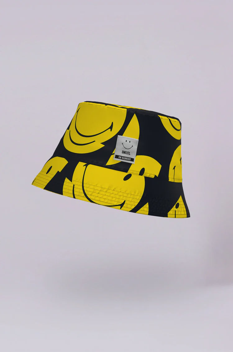 Rainkiss All Smiles Bucket Hat in Black, Yellow